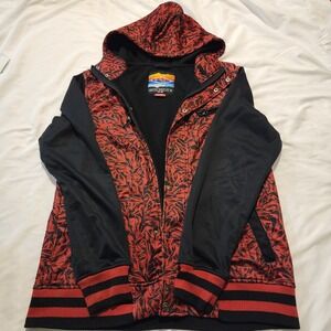 Empyre Surplus Men's XL Red Black Hoodie Zip Snap Drawstring‎ Skater Grunge Y2k